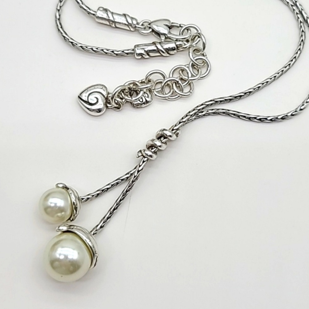 Silver Pearl Drop Necklace - Women Jewelry - Picture 3 of 6